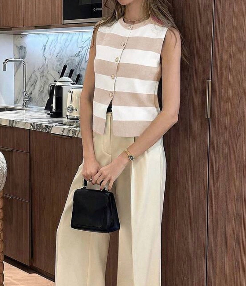 BLUSA RAYAS BOTONES DORADOS