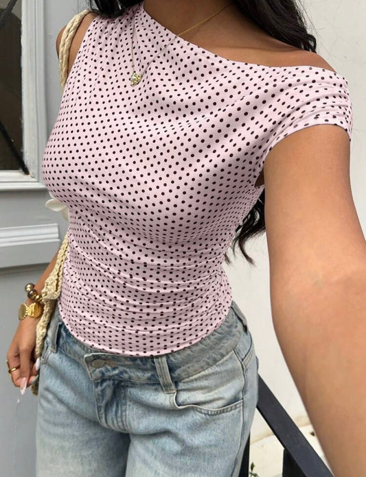 BLUSA ASIMÉTRICA POLKA PINK 🎀