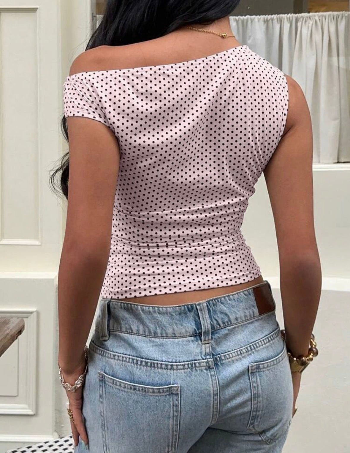 BLUSA ASIMÉTRICA POLKA PINK 🎀